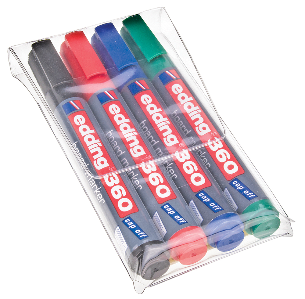 Edding White Board Pen, 4 Assorted, 1.5 to 3 mm Tip Size