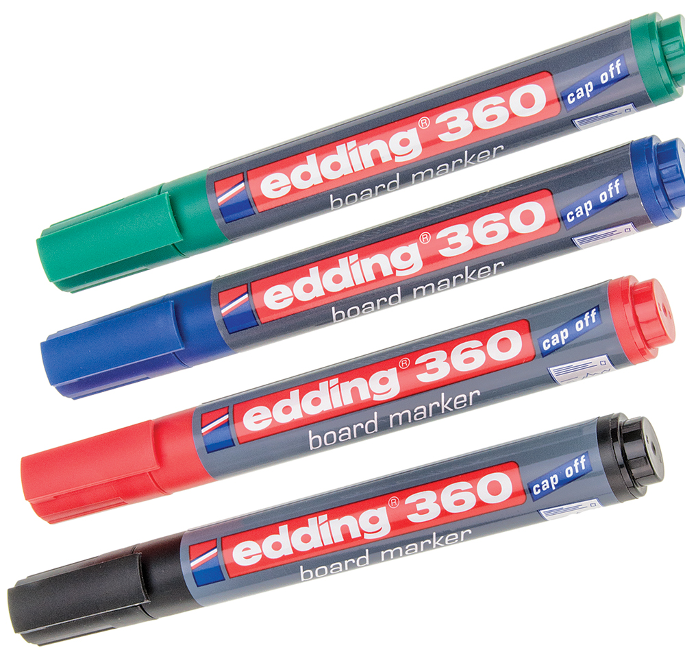 3604s Edding White Board Pen, 4 Assorted, 1.5 to 3 mm Tip Size