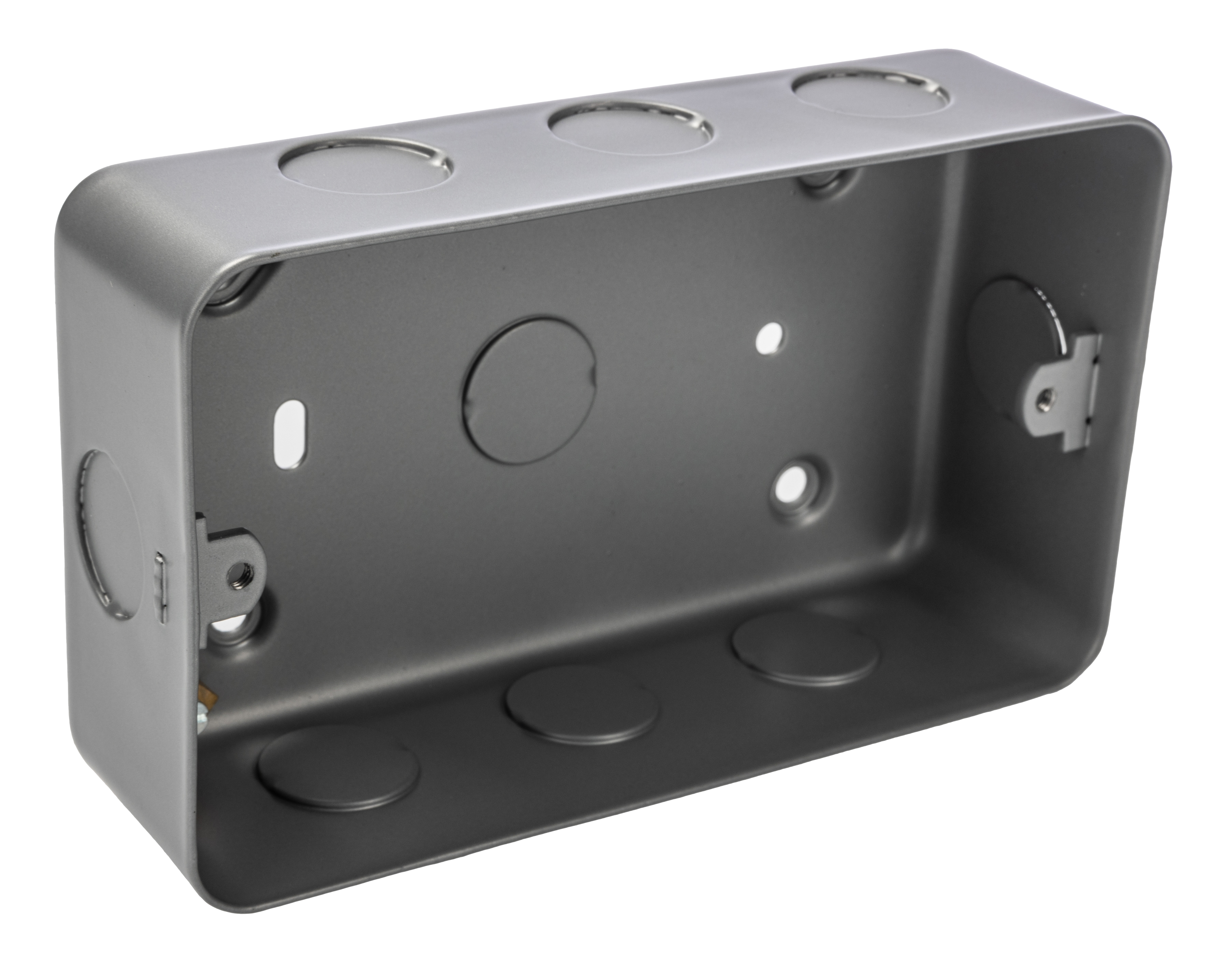 RS PRO RS Metalclad Grey Matt Mild Steel Back Box, BS, IP20, Surface Mount, 2 Gangs 86.5 mm 147mm 42 mm