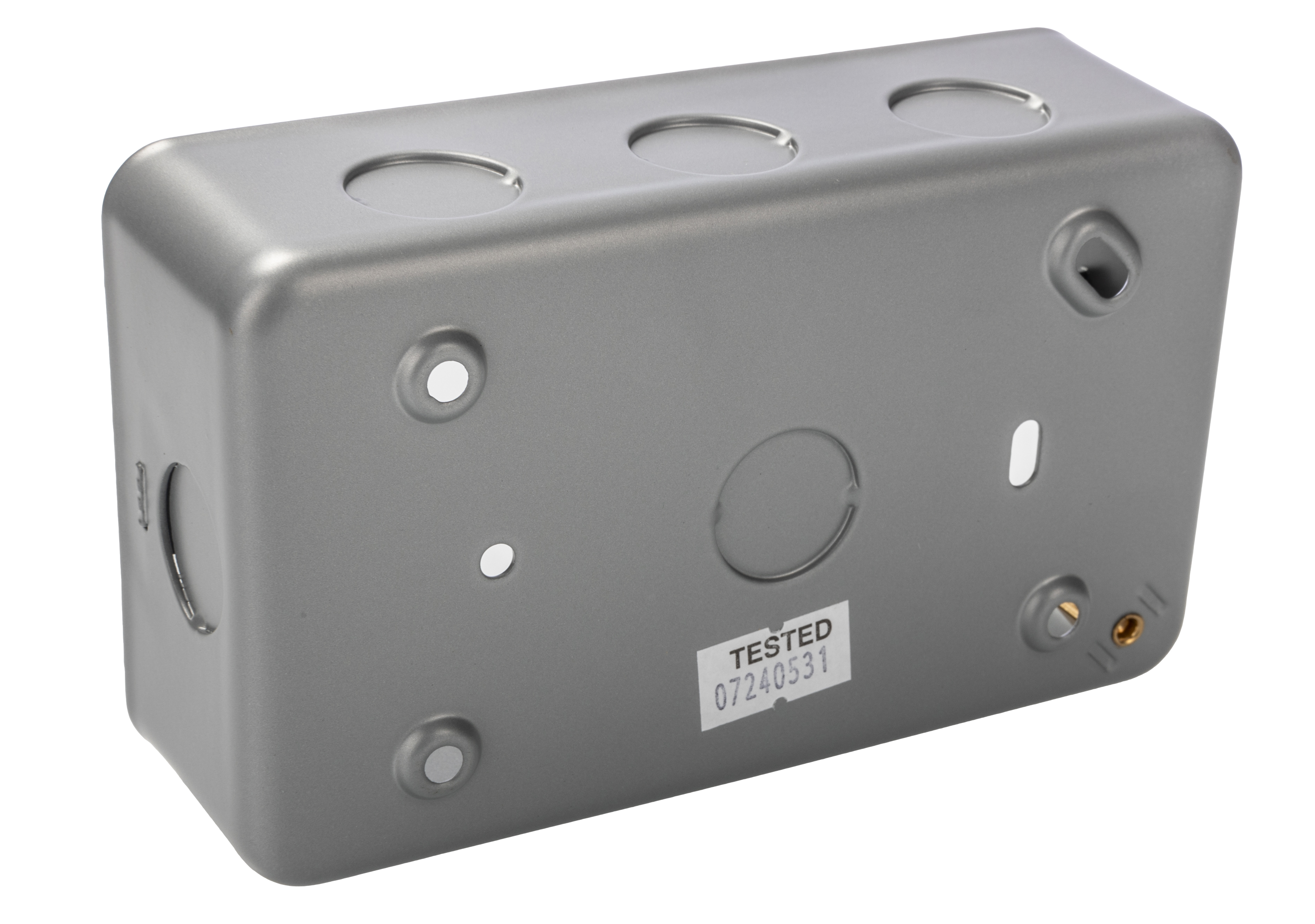 361-1984 RS PRO RS Metalclad Grey Matt Mild Steel Back Box, BS, IP20, Surface Mount, 2 Gangs 86.5 mm 147mm 42 mm