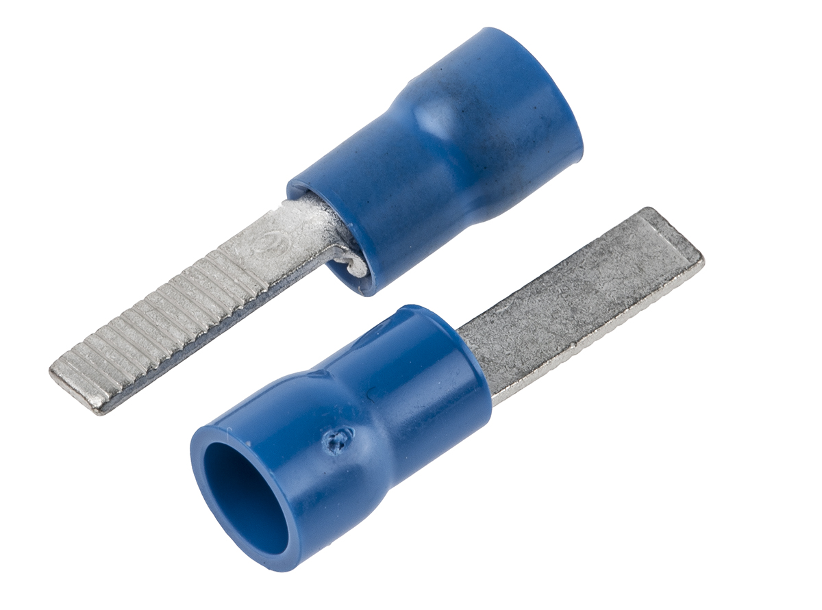 Cembre Insulated Crimp Blade Terminal 12.8 mm Blade Length, 16 AWG to 14 AWG, Blue
