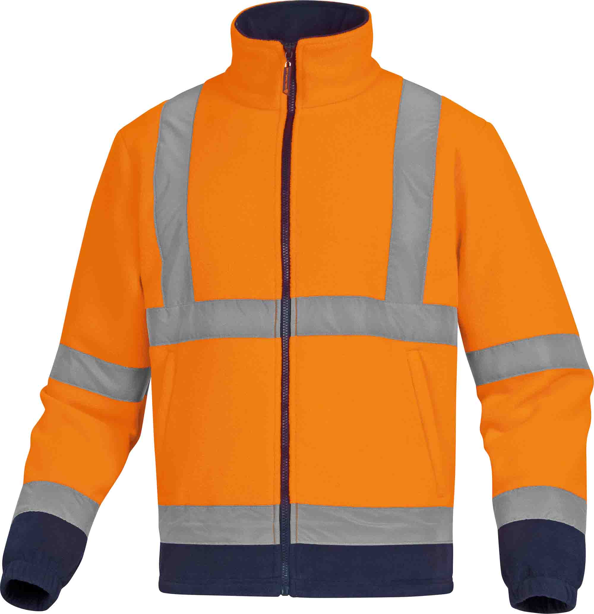 Delta Plus Orange/Navy Unisex Hi Vis Fleece Jacket, XL