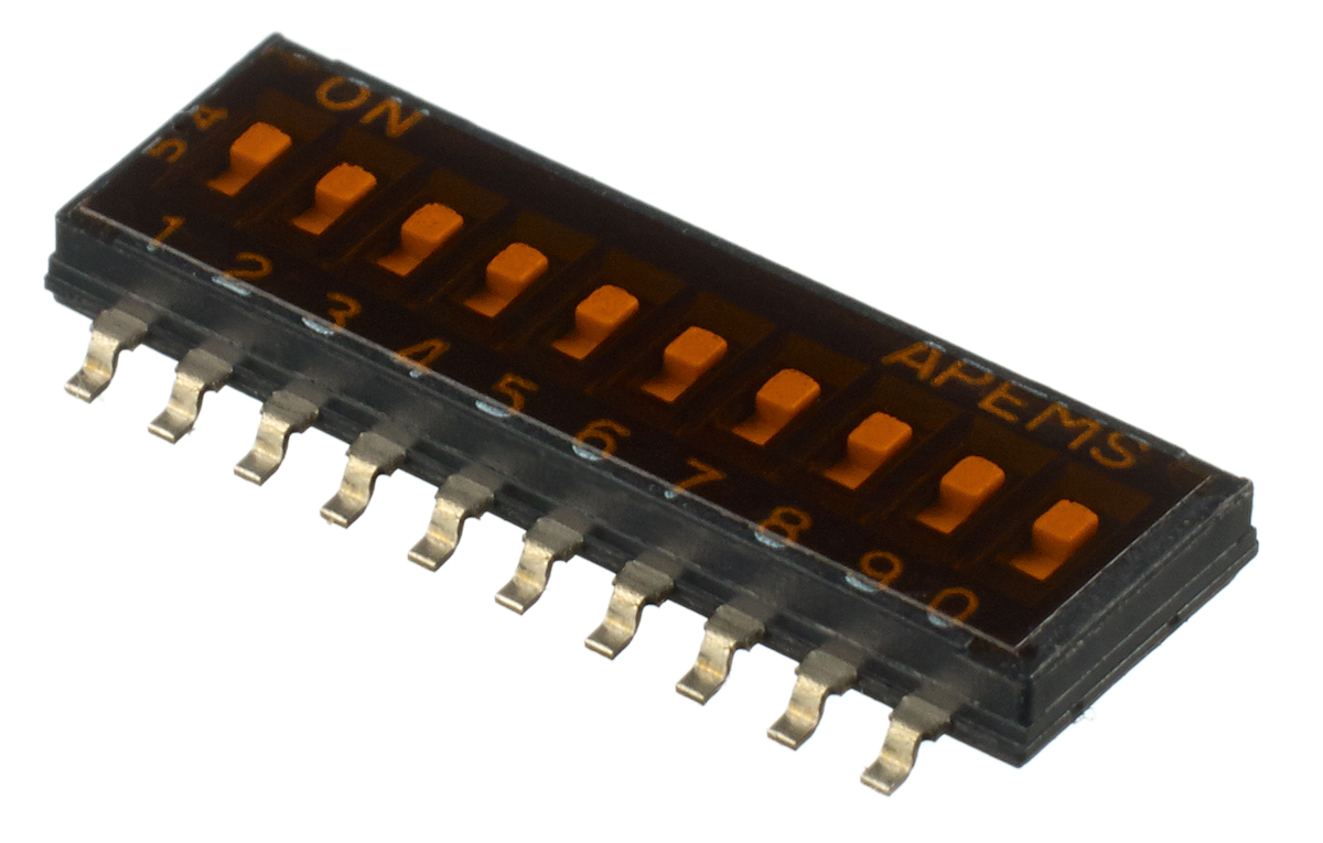 Apem 10 Way Surface Mount DIP Switch SPST, Recessed Actuator Slide Actuator