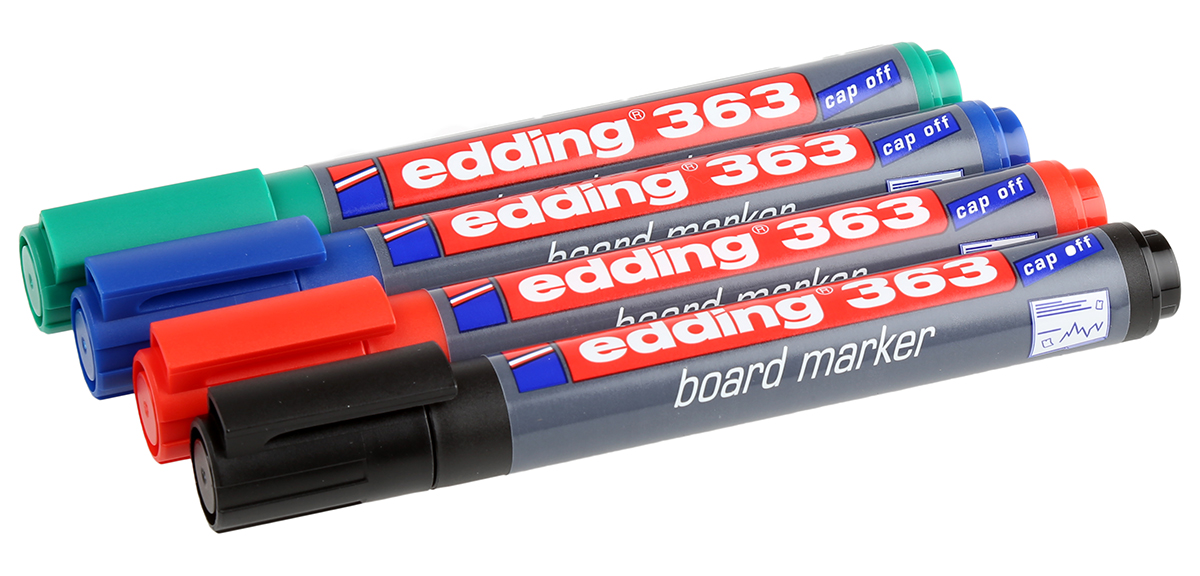 Edding White Board Pen, 4 Assorted, 1 to 5 mm Tip Size