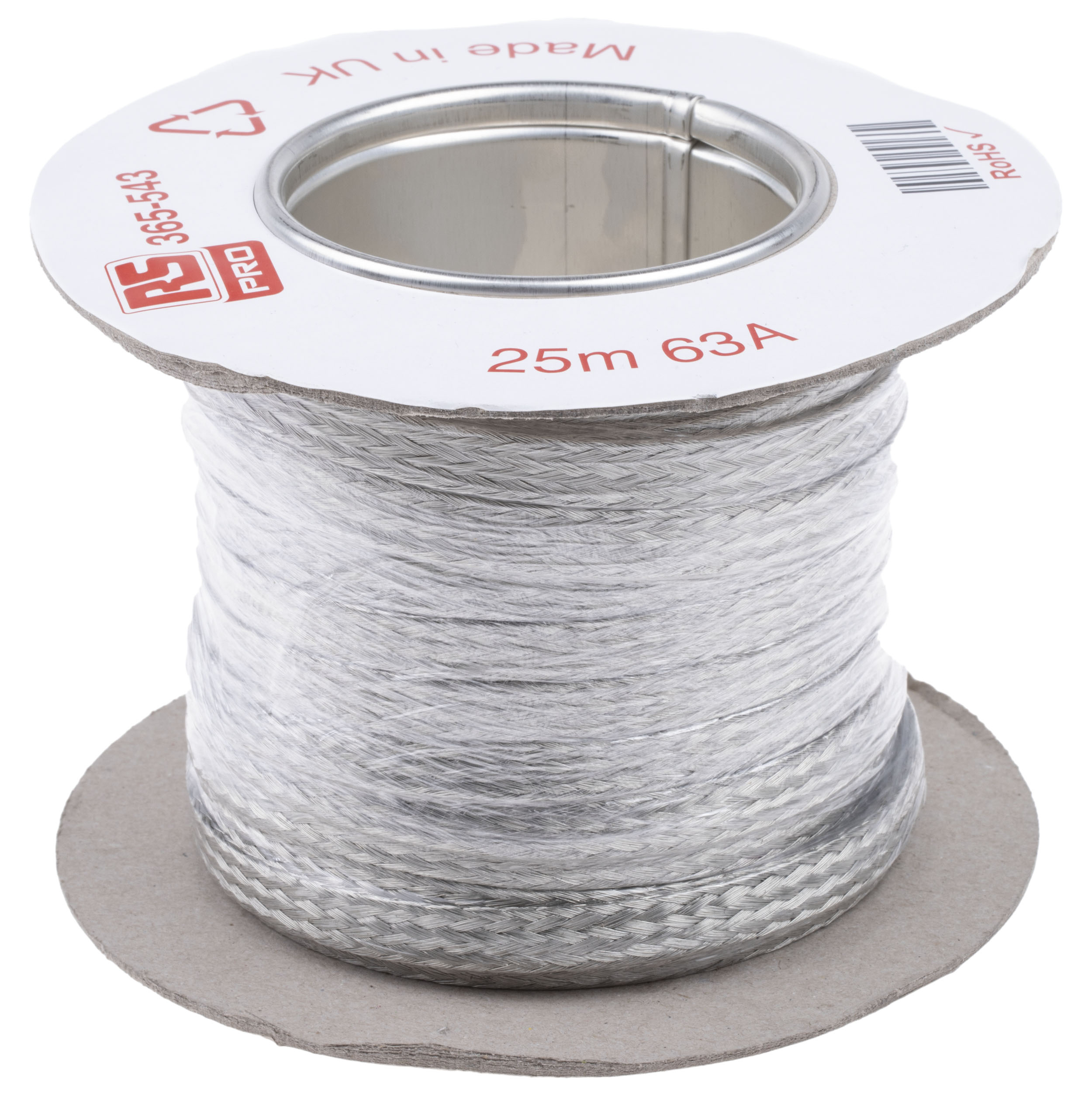 365-543 RS PRO Braided Wire, 7.5 mm² CSA 10 x 2 mm 25 m, Tin Copper Wire BS4109
