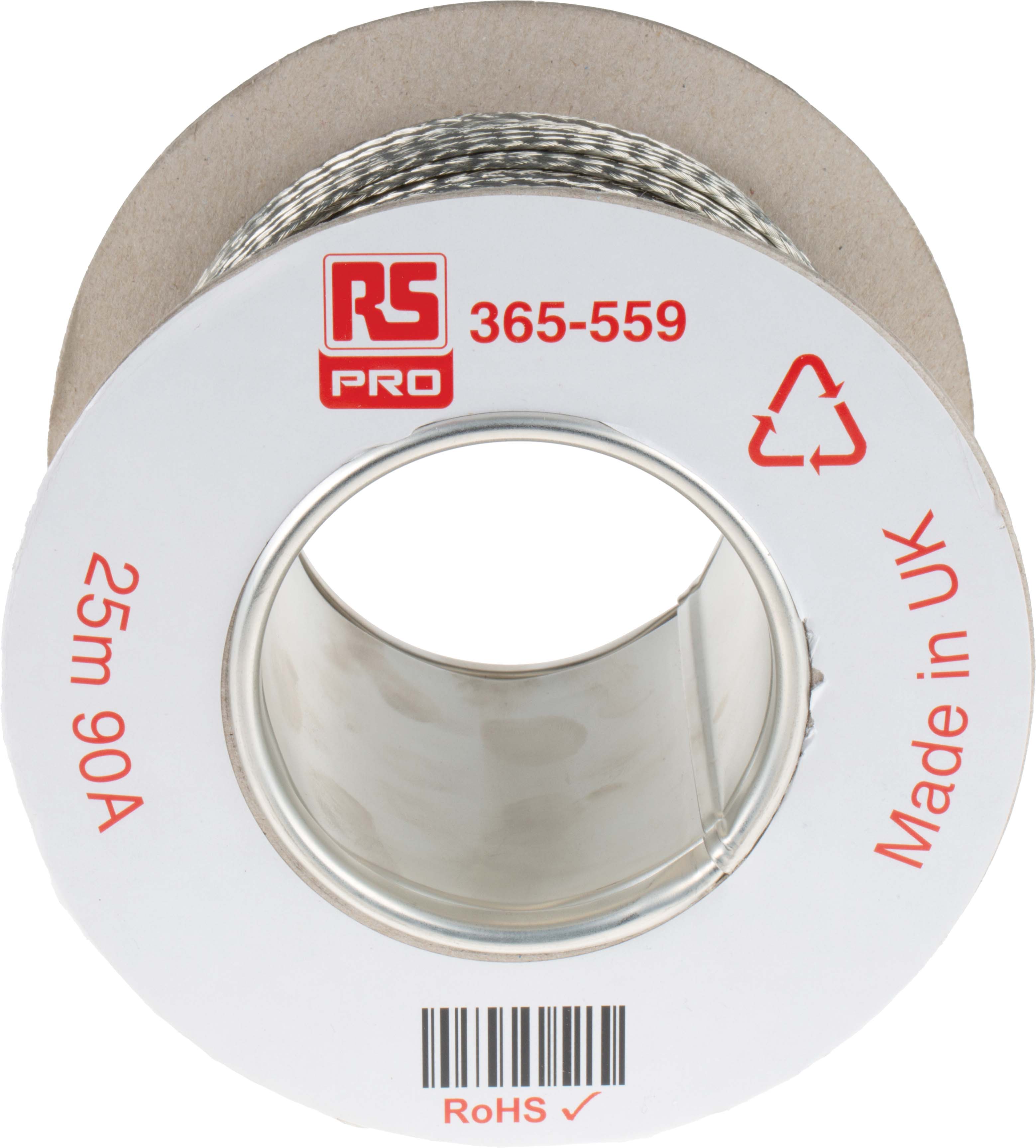 365-559 RS PRO Braided Wire, 9.05 mm² CSA 24 x 12 x 0.20 mm 25 m, Tin Copper Wire BS4109