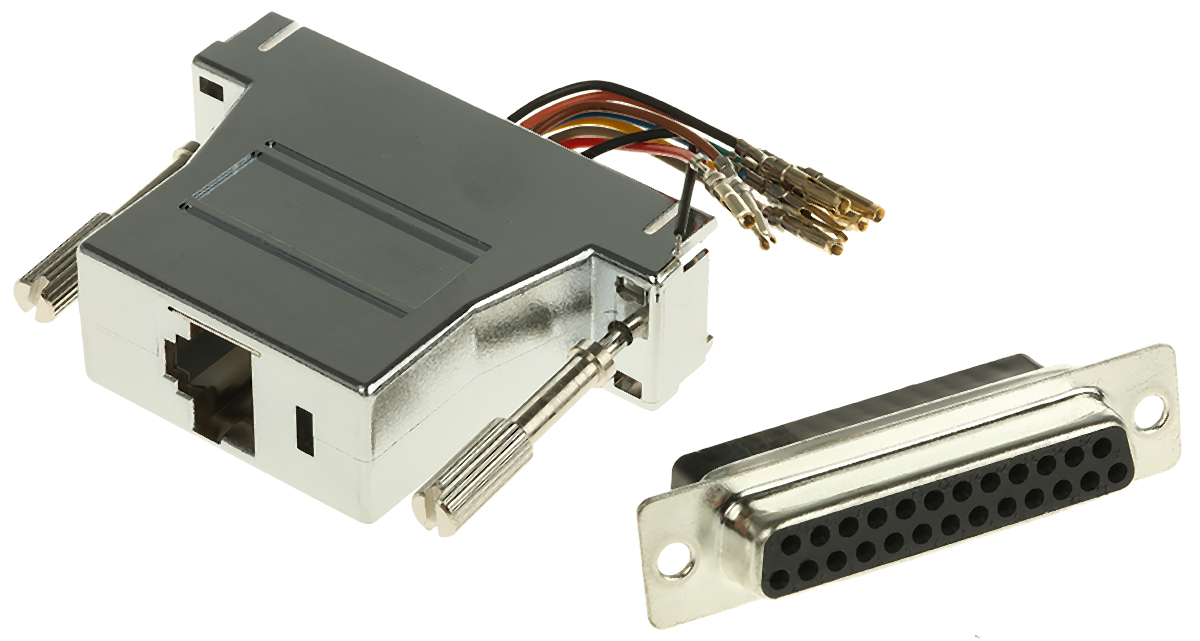 RS PRO D-Sub Adapter 25-Way D-Sub to Female Female RJ45 Female Female