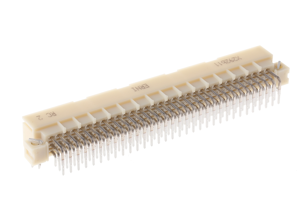 ERNI ERNIPRESS 96 Way 2.54 mm Pitch, Type C, Type Solder, 3 Row Male, Right Angle DIN 41612 Connector