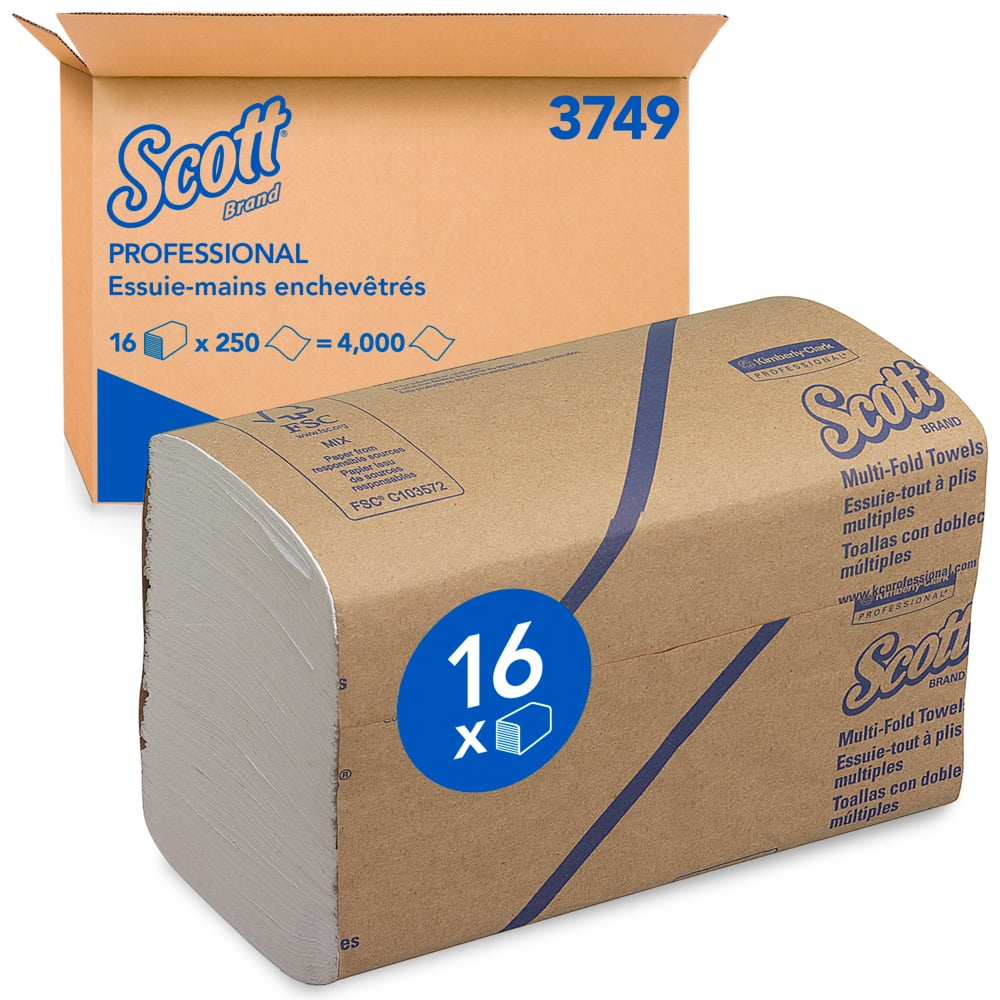 SCOTT Scott® (3749) Multifold Hand Towels, 238 x 81 mm, 1 Ply, 4000 Sheets