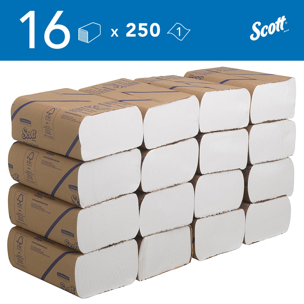 3749 SCOTT Scott® () Multifold Hand Towels, 238 x 81 mm, 1 Ply, 4000 Sheets