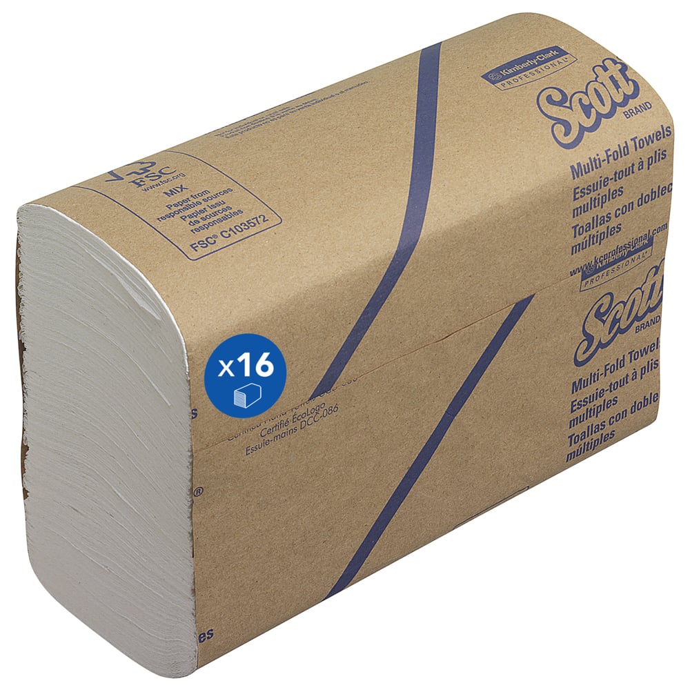3749 SCOTT Scott® () Multifold Hand Towels, 238 x 81 mm, 1 Ply, 4000 Sheets