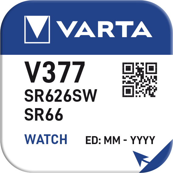377101111 Varta SR66 Button Non-Rechargeable Battery, 1.55 V, 6.8 mm Diameter