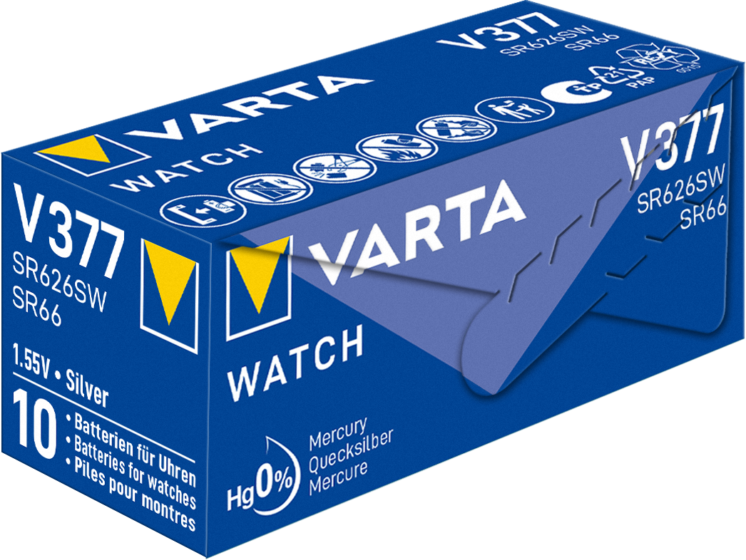 377101111 Varta SR66 Button Non-Rechargeable Battery, 1.55 V, 6.8 mm Diameter