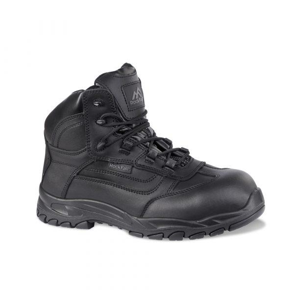 Rockfall Black Fibreglass Toe Capped Safety Boots, UK 7, EU 41