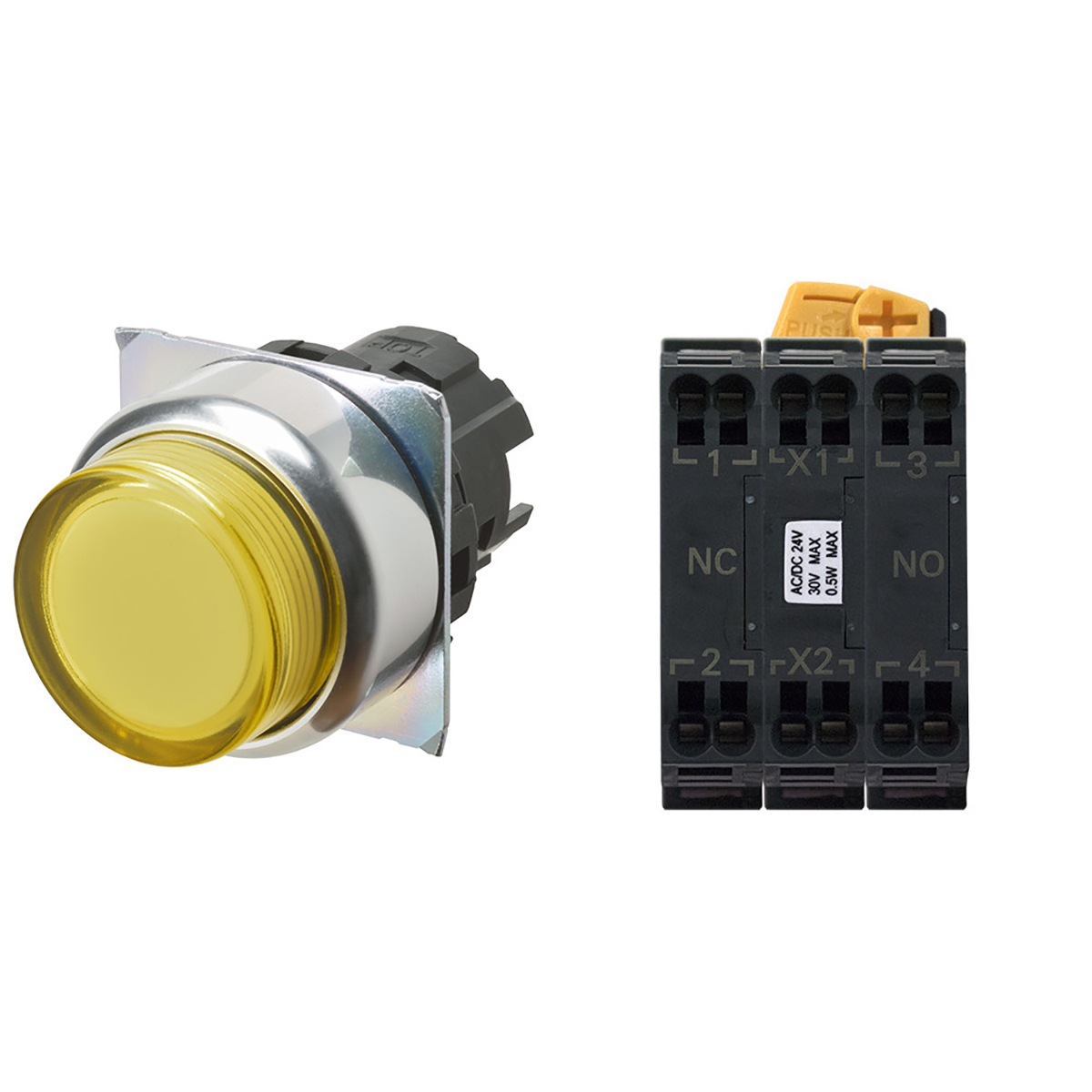 Omron A22N Series Illuminated Push Button Complete Unit, Panel Mount, 22mm Cutout, DPST, IP66