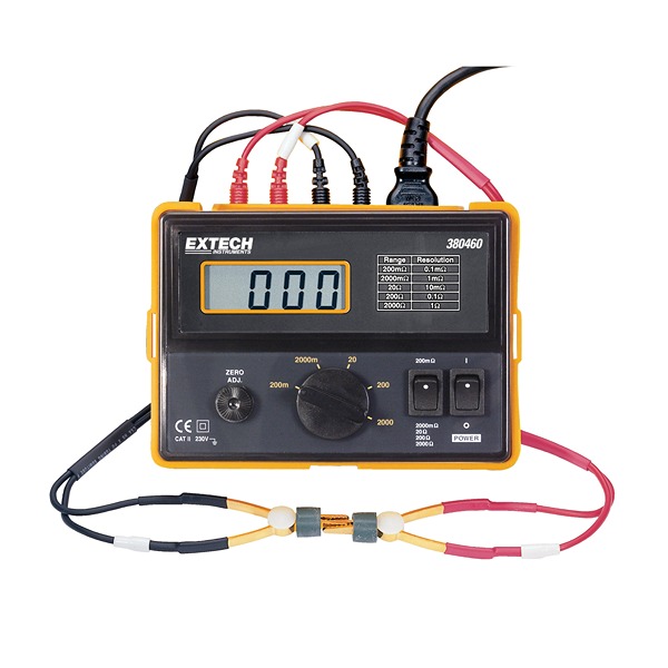 Extech 380460 Ohmmeter, 2000 mΩ Max, Low Resistance