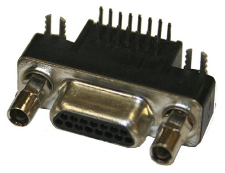 Norcomp MICRO-D 15 Way Right Angle 1.27 mm Pitch Through Hole D-Sub Connector, with Board Lock Male