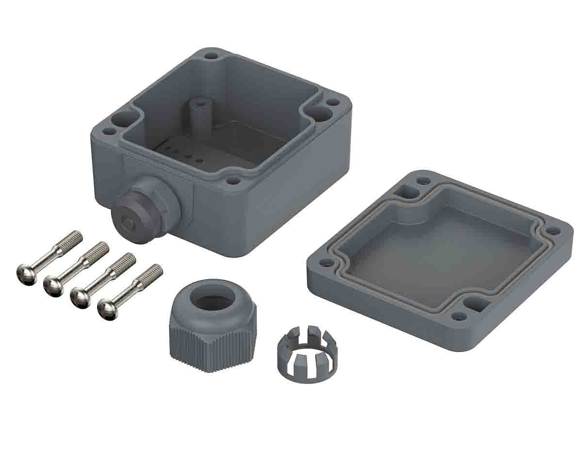 38101100-pk-101-111 Bopla Euromas Polymas Series Silver, Grey Polyamide Junction Box, IP65, 0 Terminals, 58 mm, 64mm 34 mm