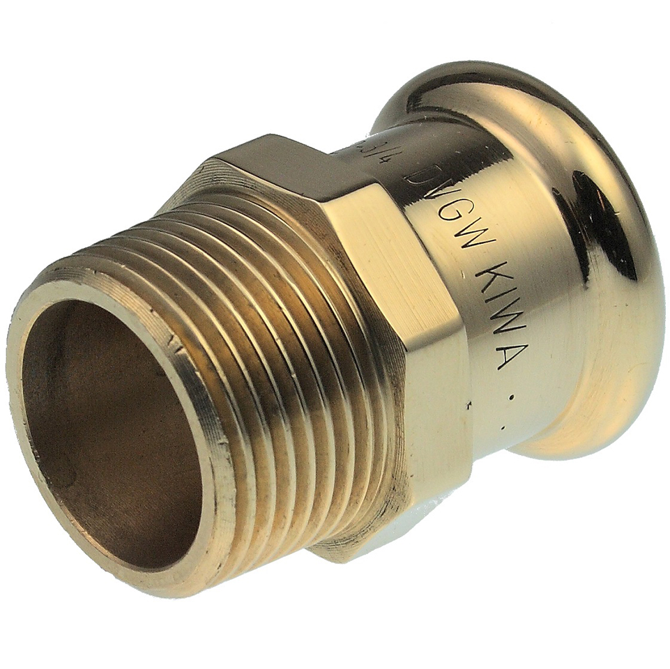 Pegler Yorkshire Copper Pipe Fitting, Press Fit Straight Coupler Male 1/2 in