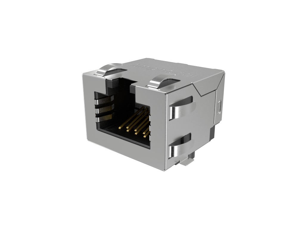 Amphenol Communications Solutions RJE3C18814 Series Female Ethernet Connector, Surface Mount, Cat6a, EMI Shield 1 Port