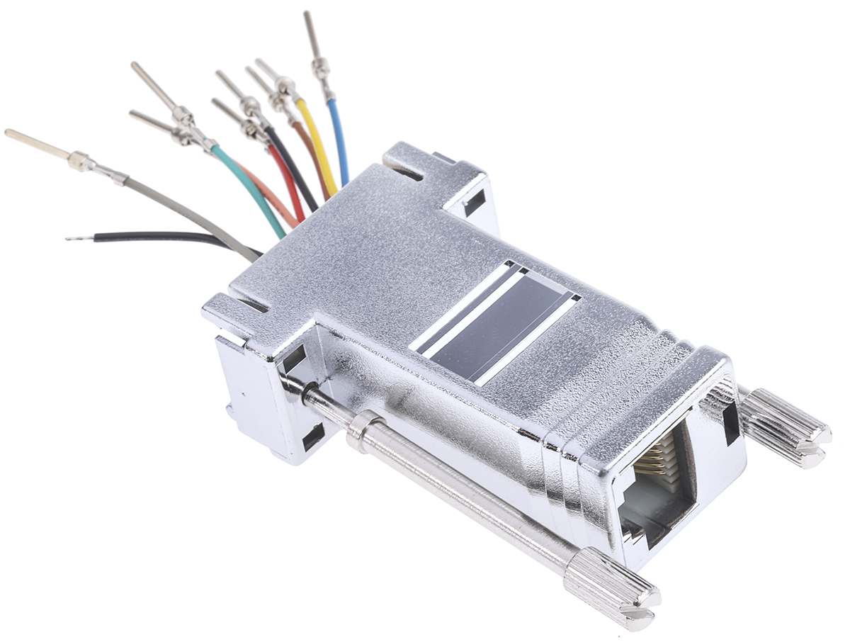 382-2689 RS PRO D-Sub Adapter 9-Way D-Sub to Male Male RJ45 Female Female