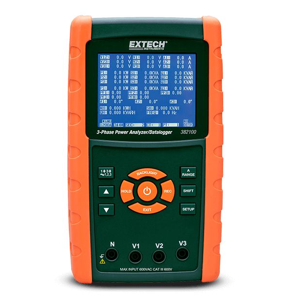 Extech Power Quality Analyser, 3-Phase, 1200 A Max, 600V