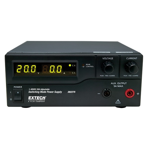 Extech Power Supply, 382275 30V, 20A, 600 W, Input 120V ac to  120V ac