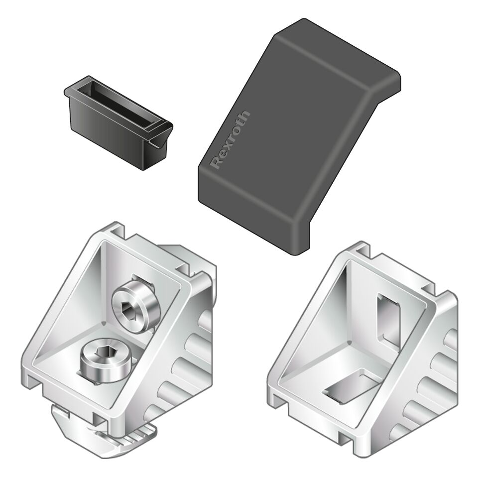 3842523528 Bosch Rexroth M6 Angle Bracket, Connecting Component, Strut Profile 30 mm, Groove Size 8 mm