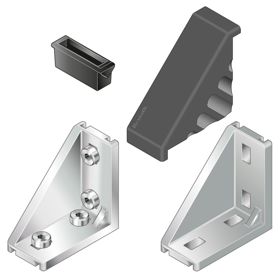 3842523541 Bosch Rexroth M6 Angle Bracket, Connecting Component, Strut Profile 30 mm, Groove Size 8 mm