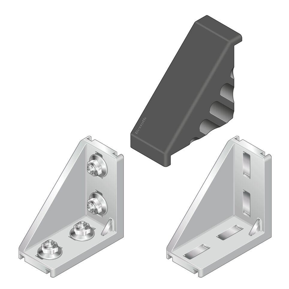 3842523570 Bosch Rexroth M8 Angle Bracket, Connecting Component, Strut Profile 45 mm, Groove Size 10 mm