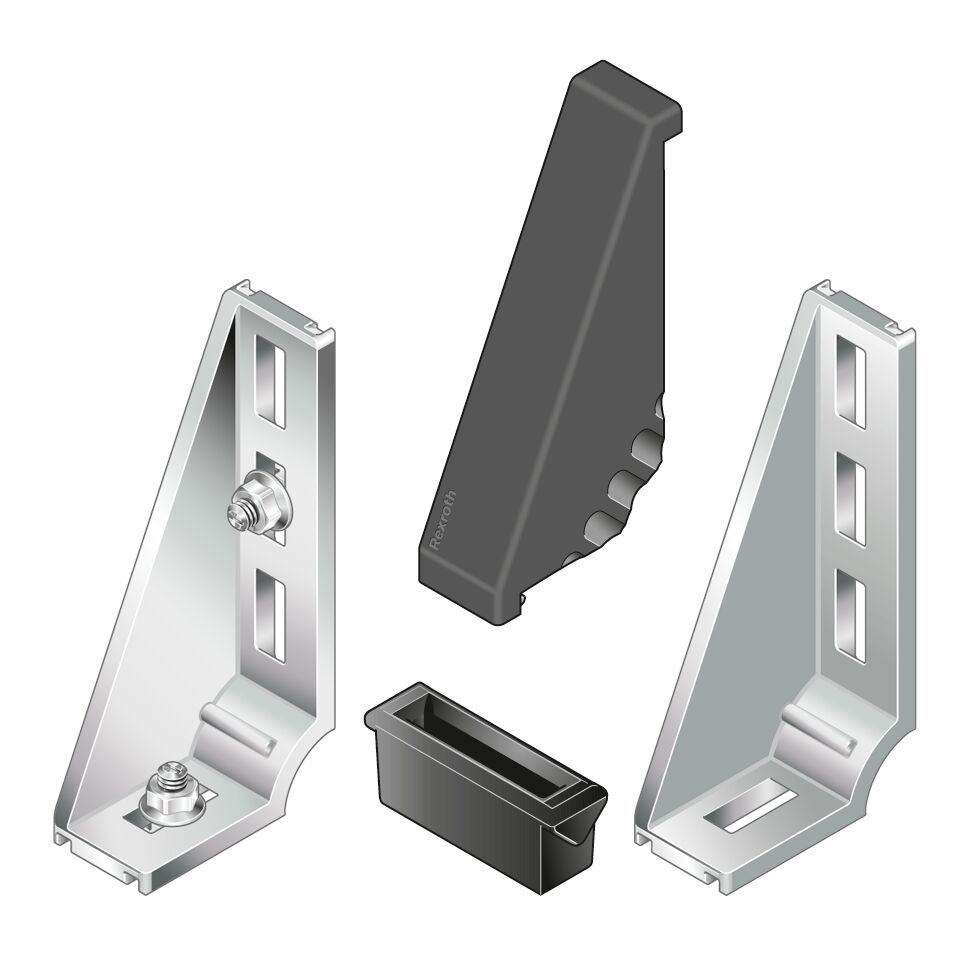 3842523587 Bosch Rexroth M6 Foundation Bracket, Connecting Component, Strut Profile 30 mm, Groove Size 8 mm
