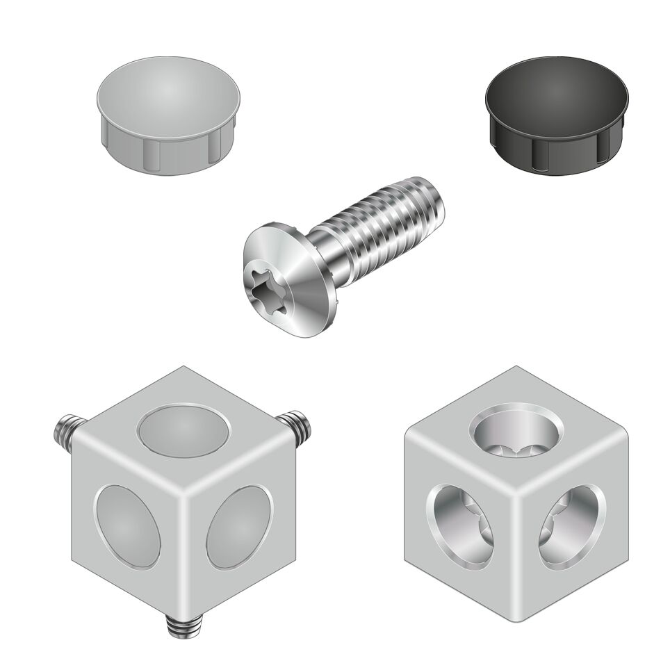 Bosch Rexroth Corner Connector, Connecting Component, Strut Profile 10 mm, Groove Size 10 mm, Round Tube Size 28 mm