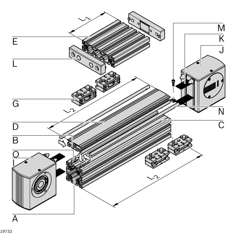 Bosch Rexroth Drive Head, Connecting Component, Strut Profile 90 x 90 mm