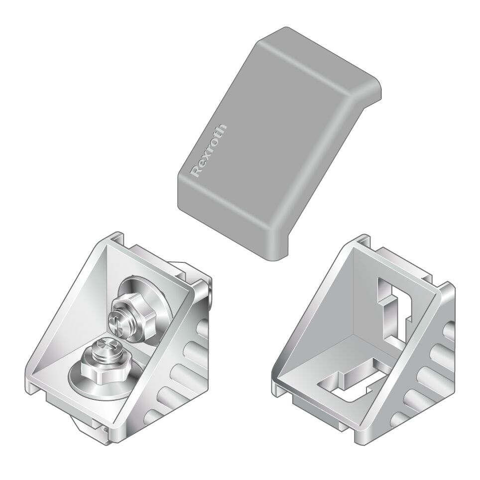 3842528967 Bosch Rexroth M8 Angle Bracket, Connecting Component, Strut Profile 40 mm, Groove Size 10 mm