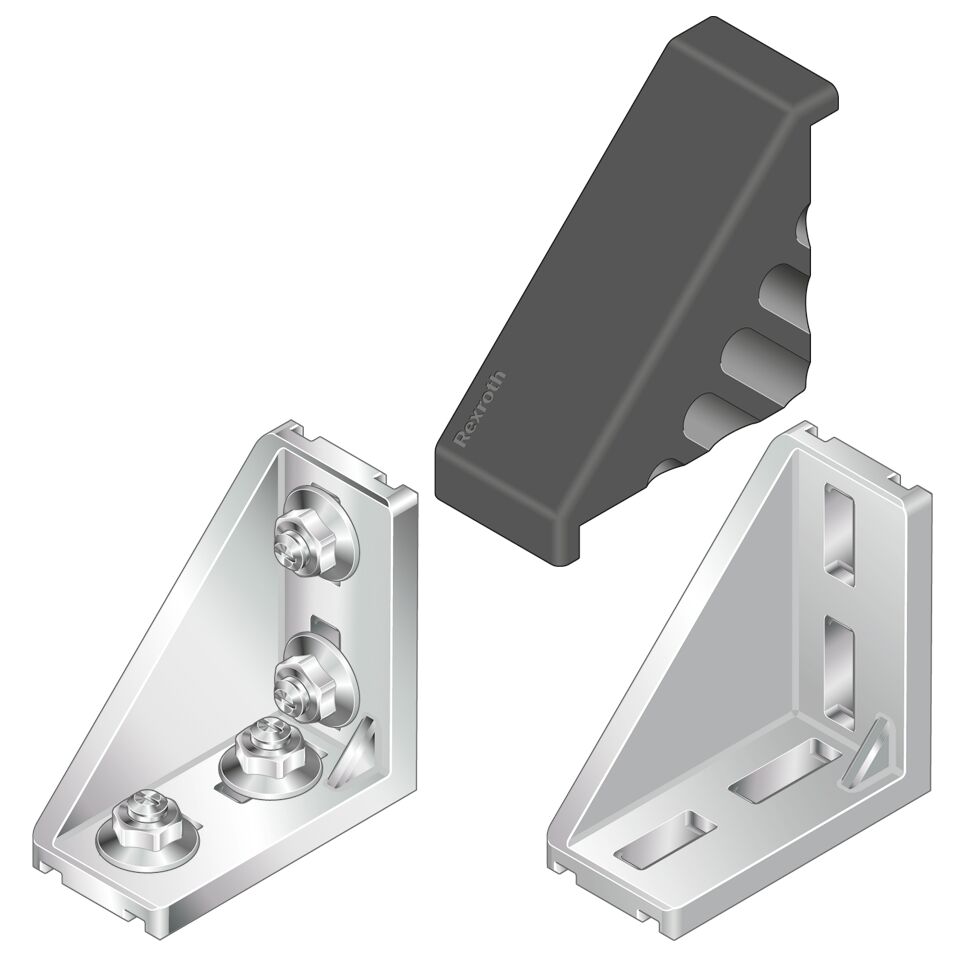 3842529386 Bosch Rexroth M8 Angle Bracket, Connecting Component, Strut Profile 40 mm, Groove Size 10 mm