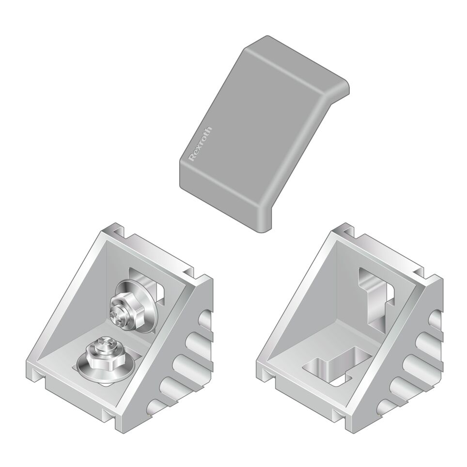 3842530259 Bosch Rexroth M8 Angle Bracket, Connecting Component, Strut Profile 50 mm, Groove Size 10 mm