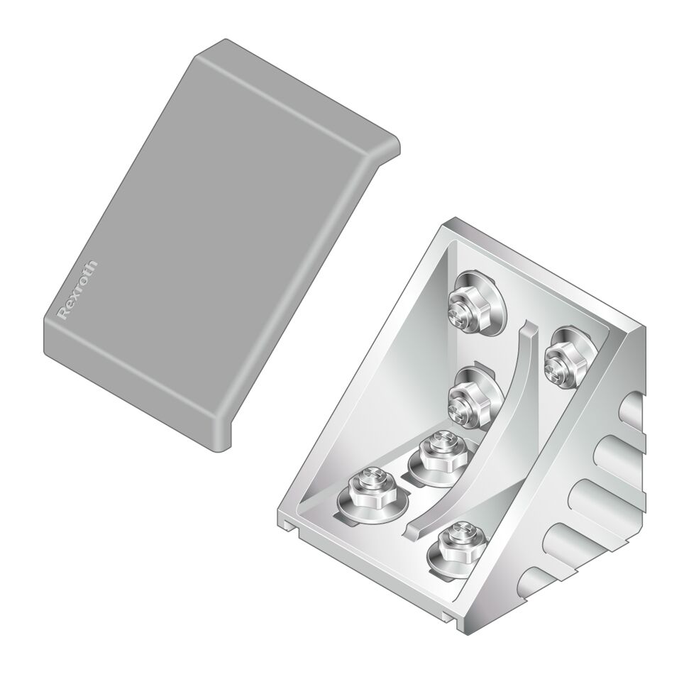 3842530360 Bosch Rexroth M8 Angle Bracket, Connecting Component, Strut Profile 80 mm, Groove Size 10 mm