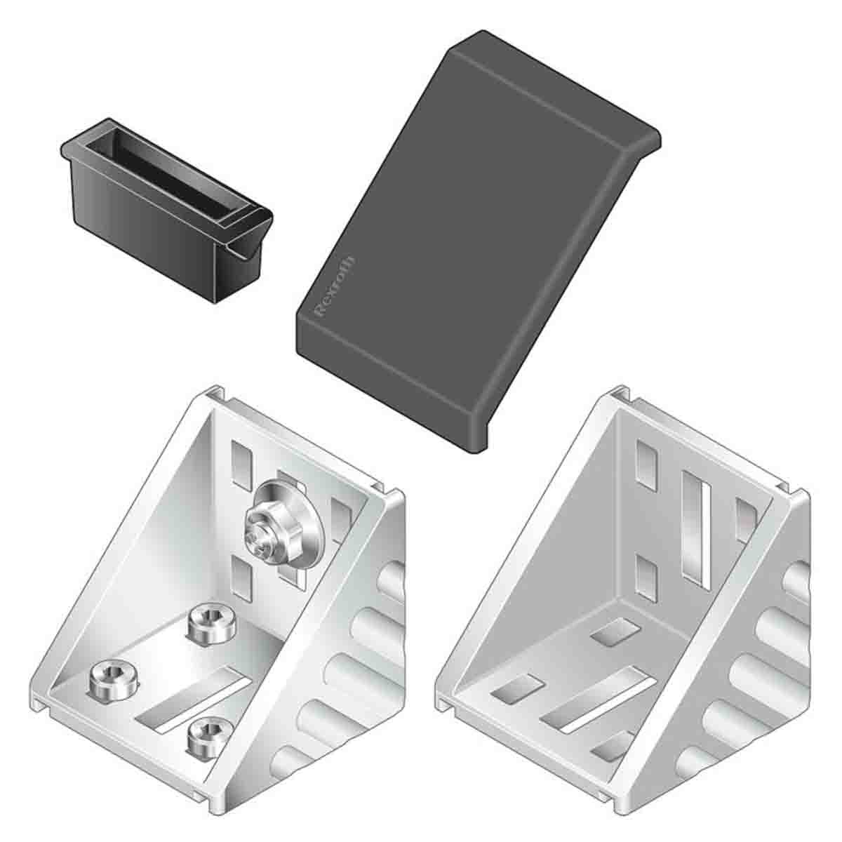 Bosch Rexroth M6 Angular Cover Cap, Connecting Component, Strut Profile 60 mm, Groove Size 10 mm