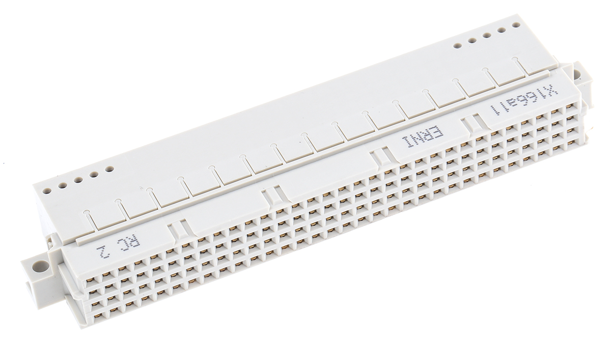 ERNI DIN 41612 128 Way 2.54 mm Pitch, Type Through Hole, Type RD, Type Solder Class Class C2, 4 Row Male, Right Angle