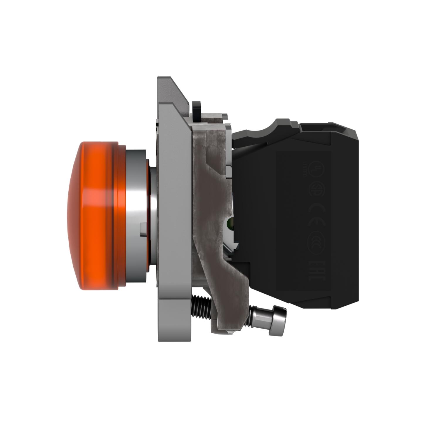 xb4bvb5 Schneider Electric Harmony XB4 Orange LED Pilot Light, 22mm Cutout, IP66, IP67, IP69, IP69K, 24 V ac/dc