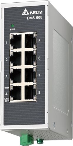 Delta Electronics Industrial Ethernet Switch, 8 RJ45 Ports, 2.4Mbit/s Transmission, 12 → 48V dc