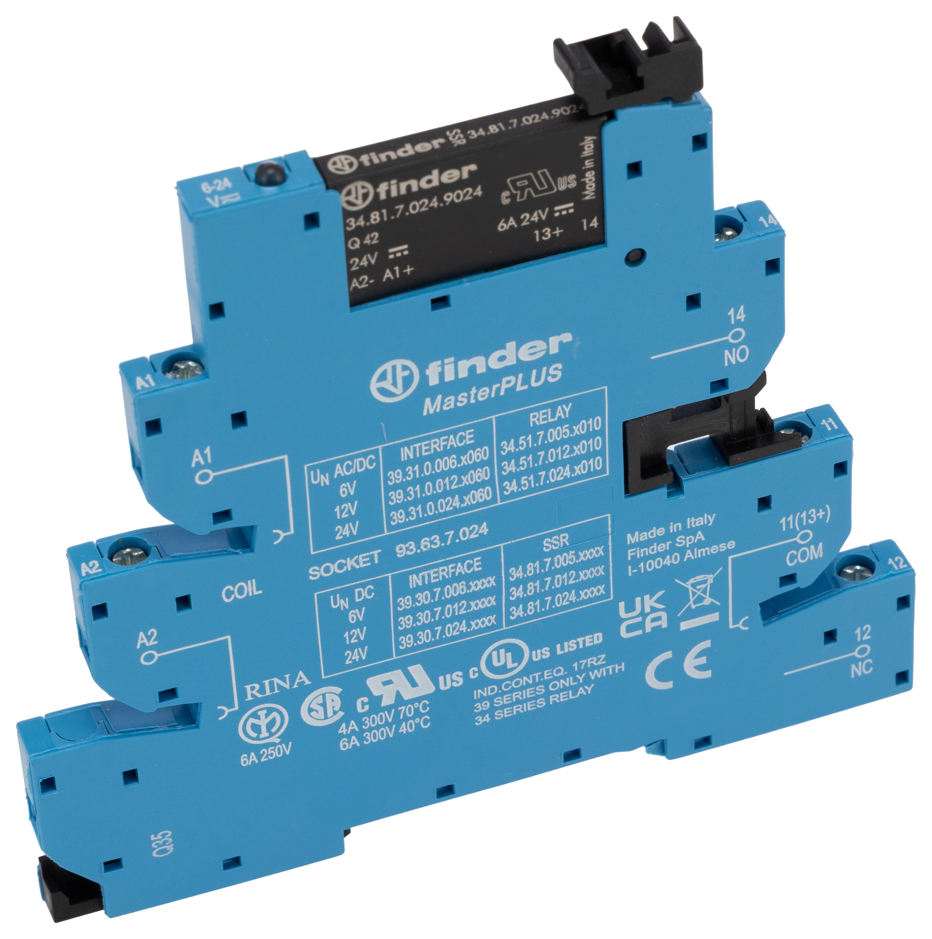 Finder 39 Solid State Interface Relay, Control:26.4V dc DIN Rail Screw