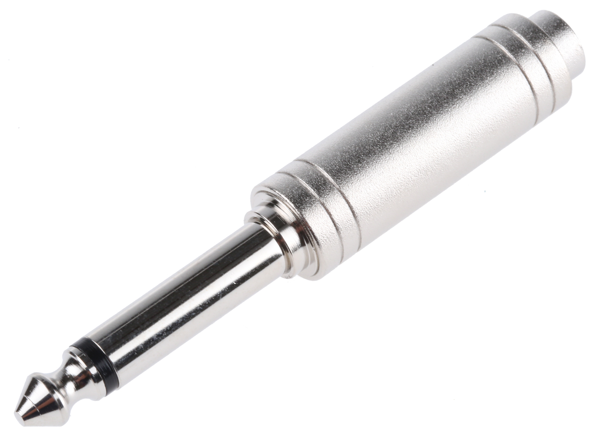 RS PRO Straight AV Adapter 1/4 in Stereo Female Audio Male 1.4 in Mono