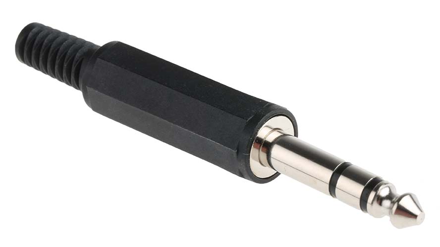 RS PRO Jack Connector 6.35 mm Cable Male 3 Stereo Solder