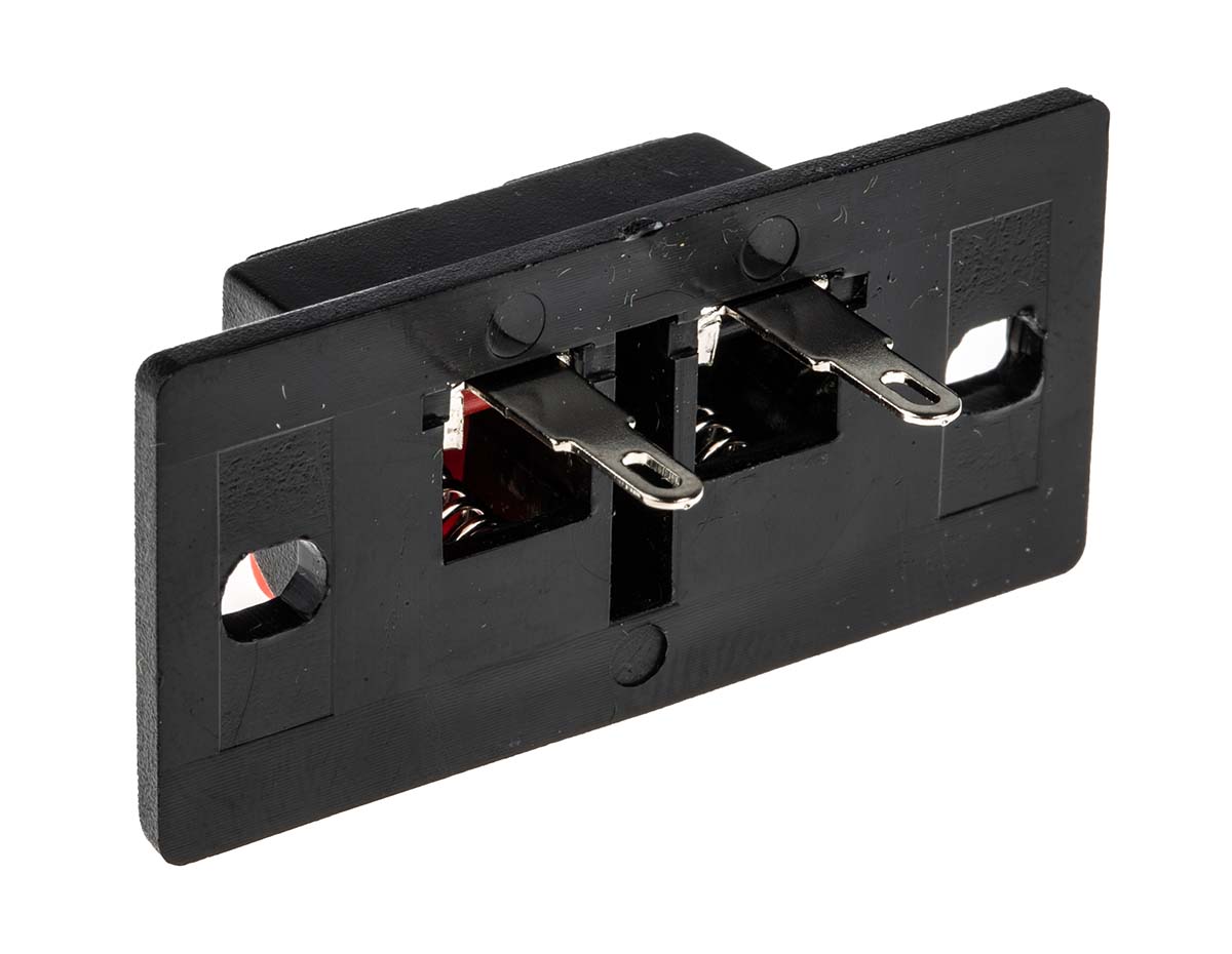 392-677 RS PRO Straight Panel Speaker Terminal, 2 Way Female Black, 3A, Quick Connect
