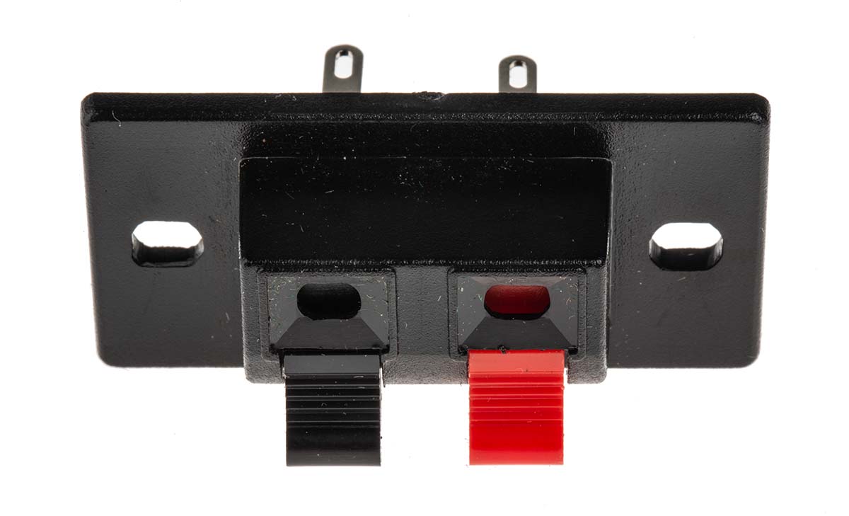 392-677 RS PRO Straight Panel Speaker Terminal, 2 Way Female Black, 3A, Quick Connect