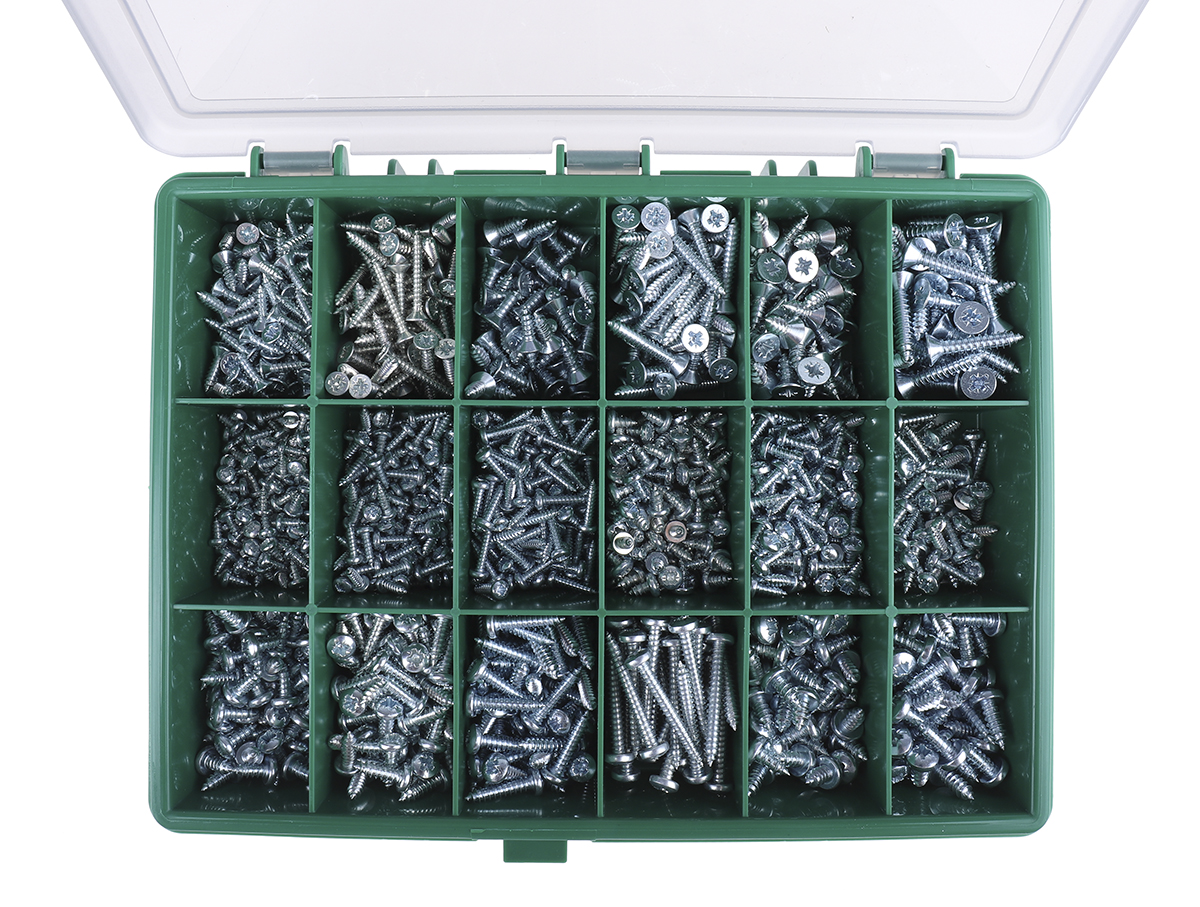 393-163 RS PRO Steel 1230 Piece Pozidriv Drive Self-Tapping Screw Drive Screw/Bolt Kit