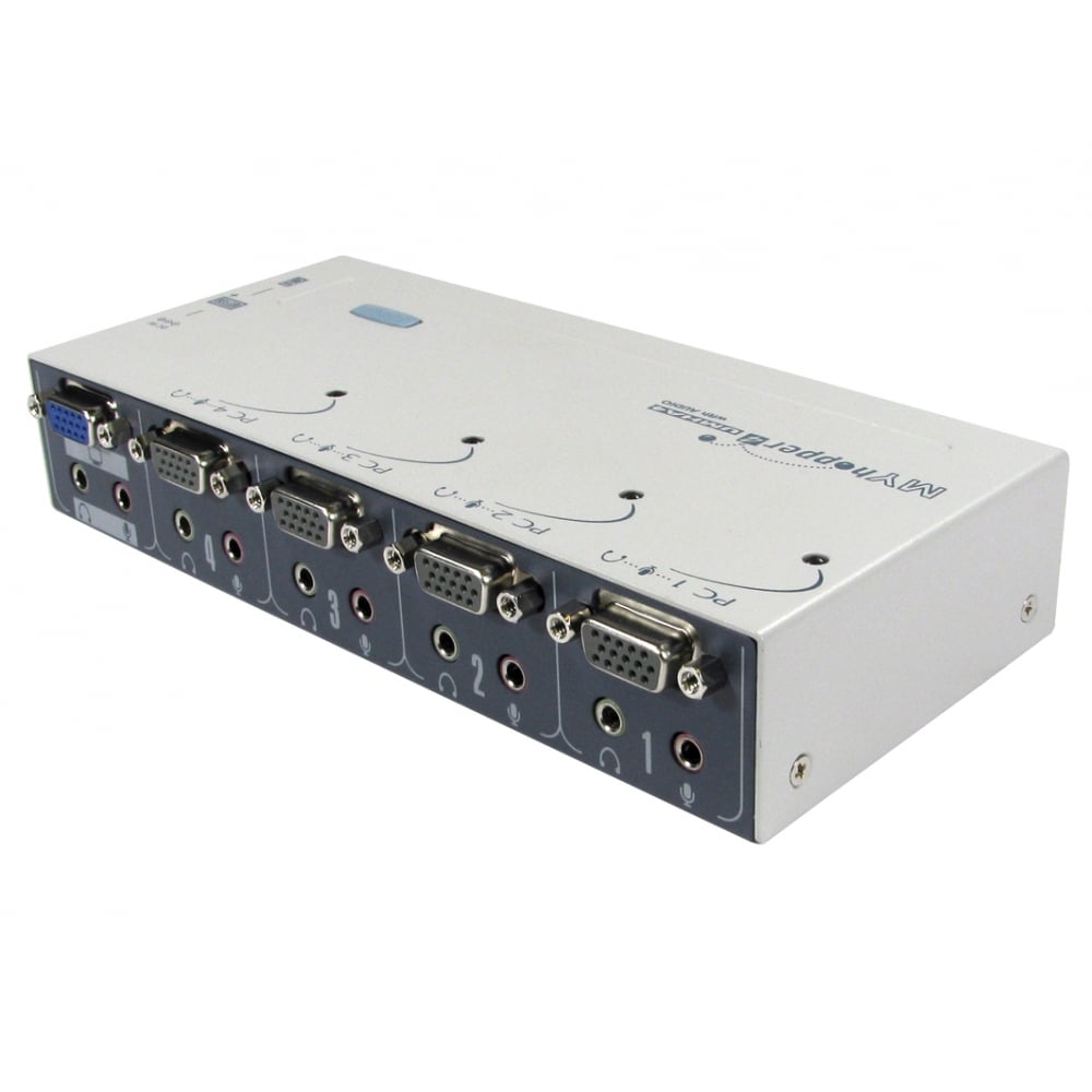 kvm-629a Rextron 4 Port Quad Monitor USB SVGA, VGA KVM Switch, 1920 x 1440 Maximum Resolution