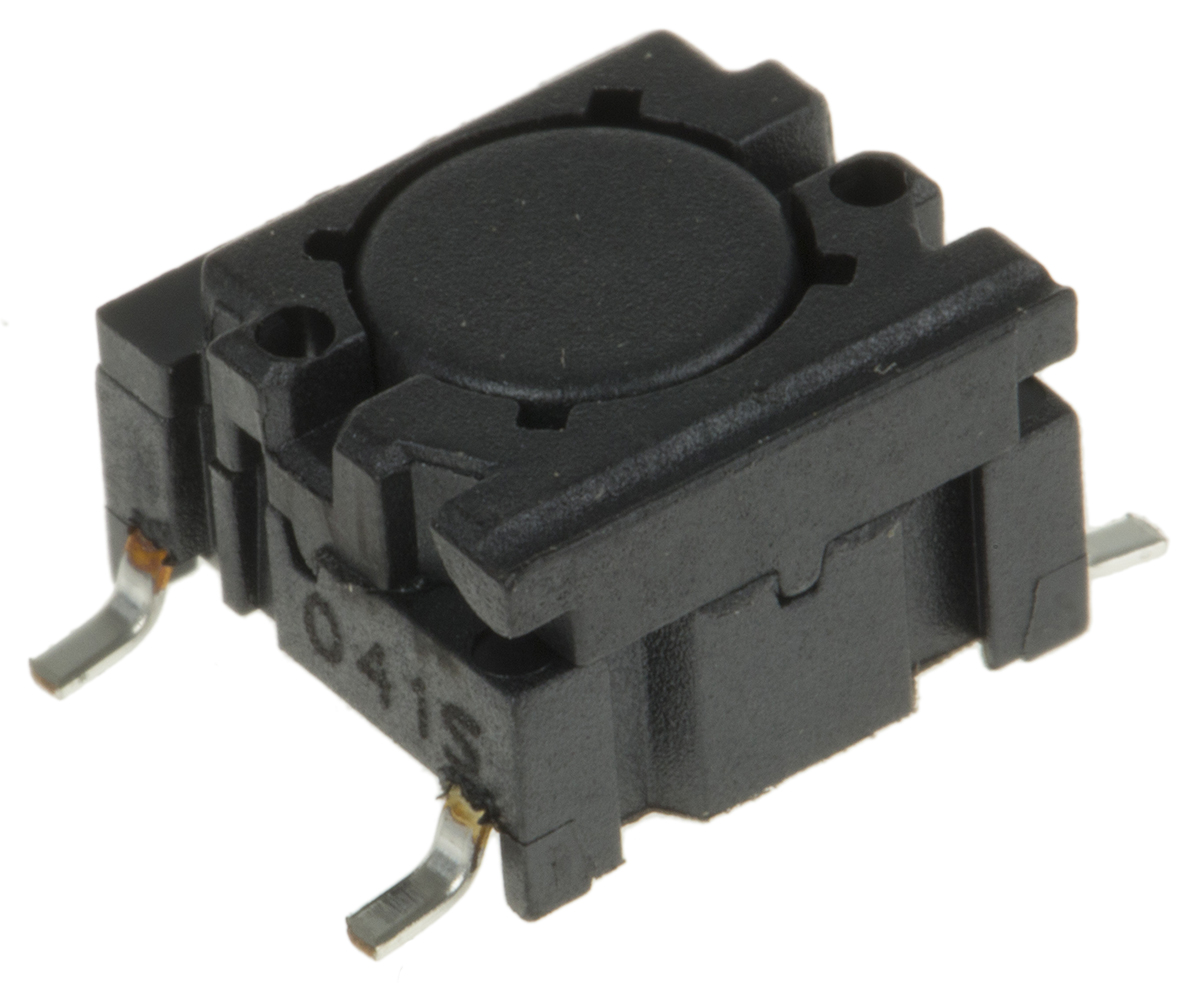 MEC IP67 Black Tactile Switch Plunger, SPST 50mA 24 V dc, PCB