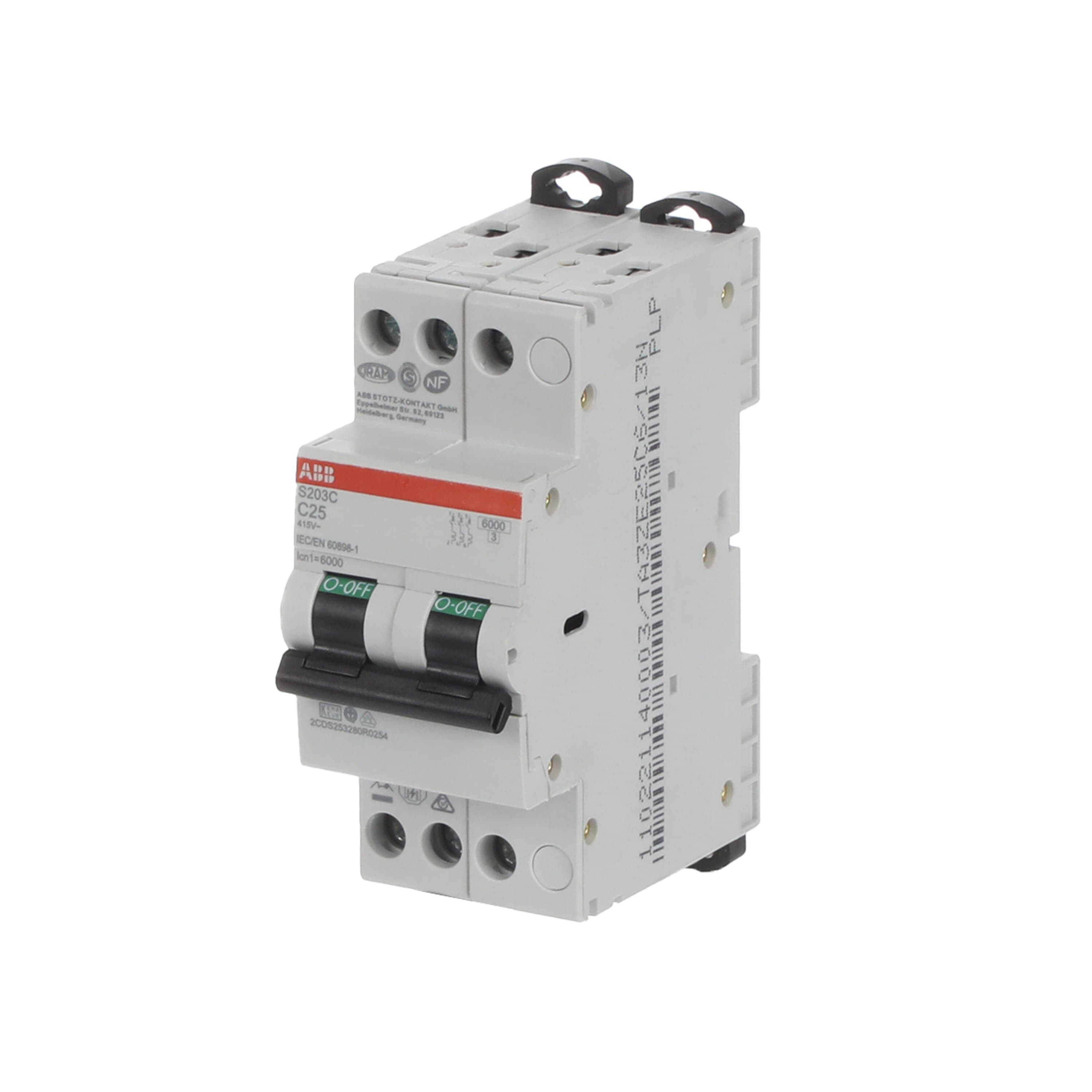 2cds253280r0254 ABB S200C MCB, 3P, 25A Curve C, 415V AC, 6 kA Breaking Capacity